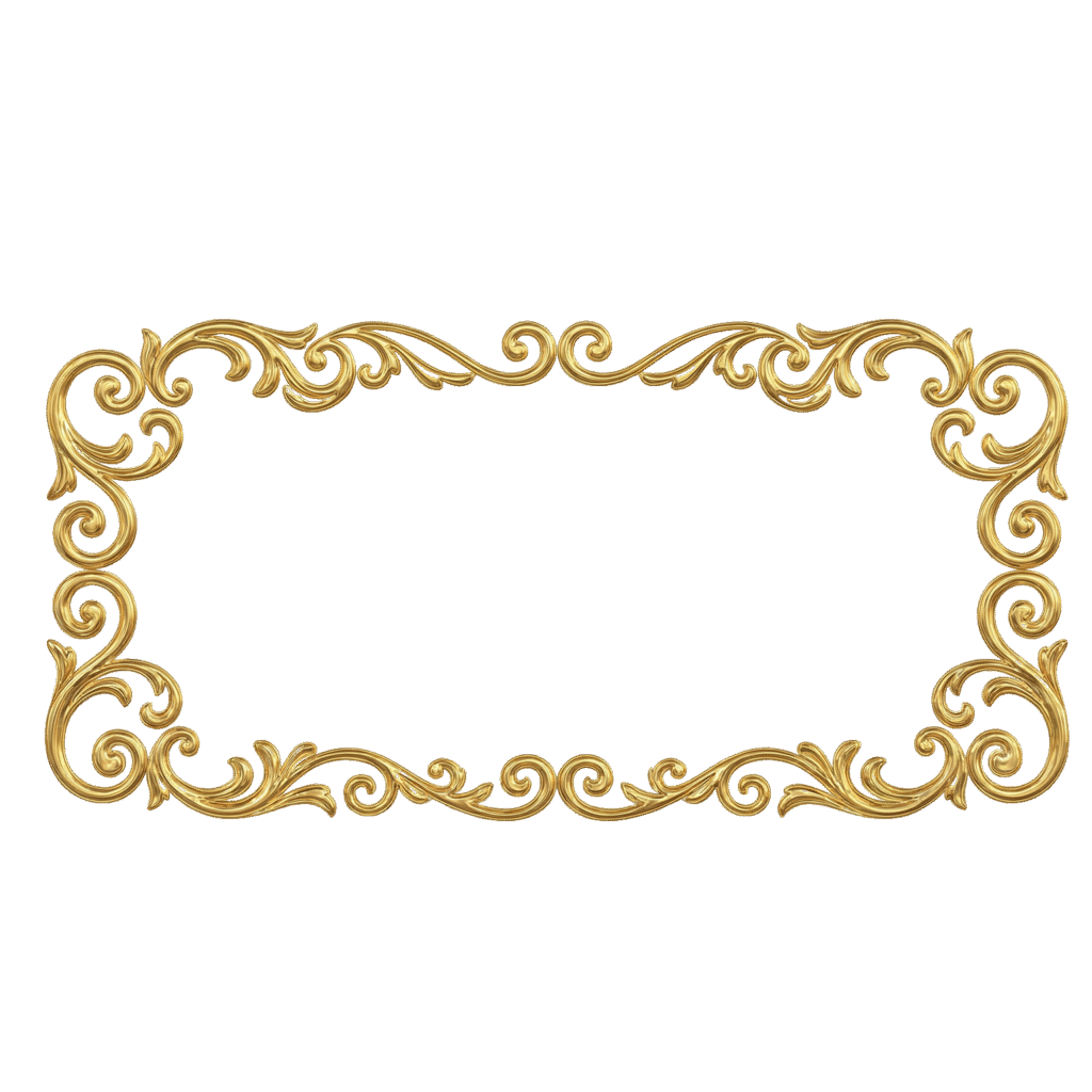 Elegant Scroll Gold Border PNG