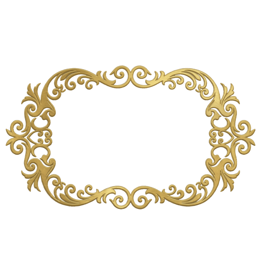 Vintage Ornamental Gold Border PNG
