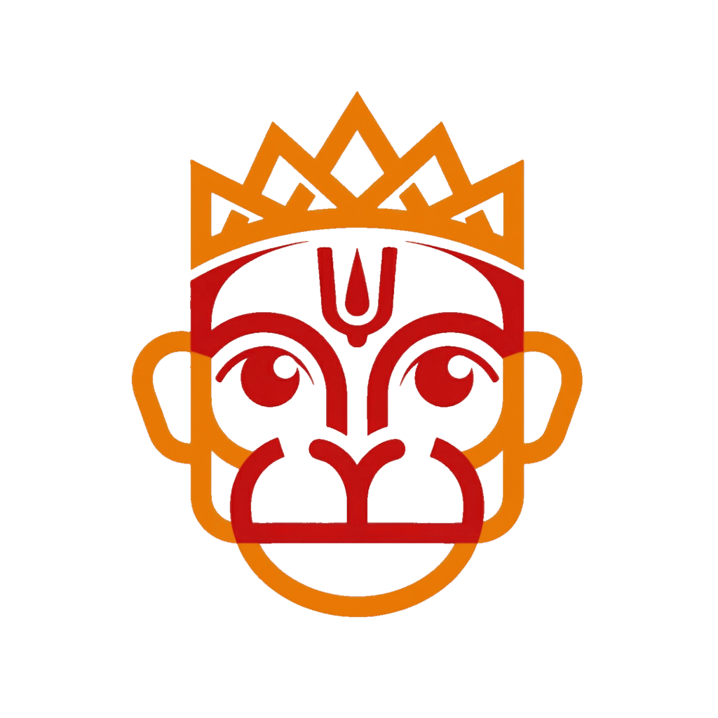 Lord Hanuman Face PNG in Sacred Saffron and Red Colors
