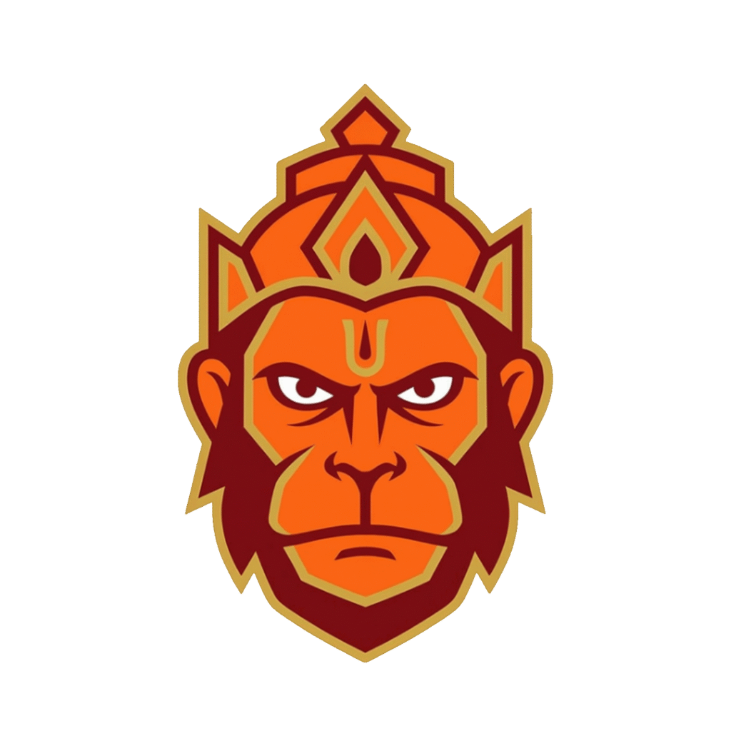 Lord Hanuman Face PNG in Bold Saffron and Red Colors