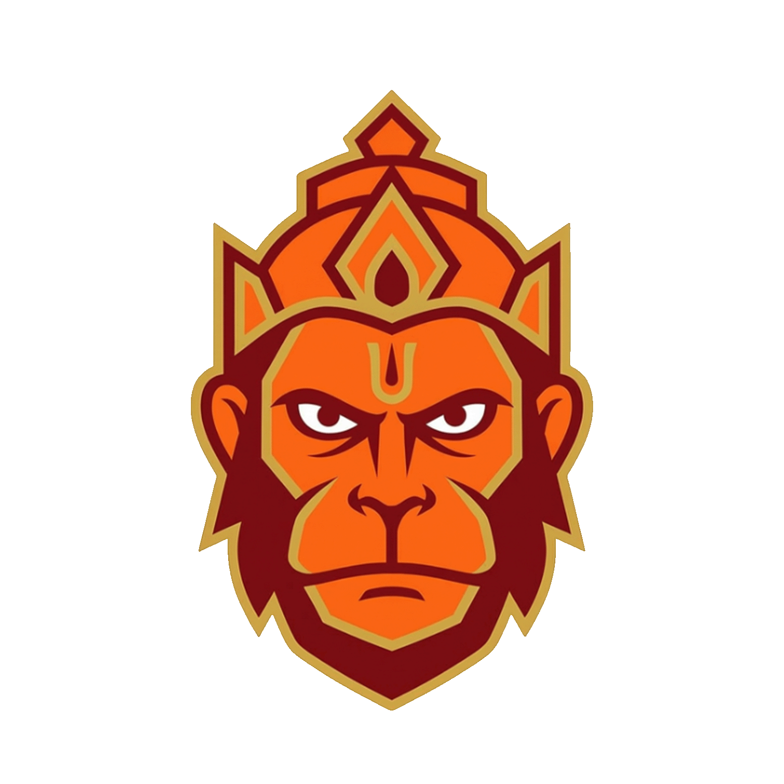Lord Hanuman Face PNG in Bold Saffron and Red Colors