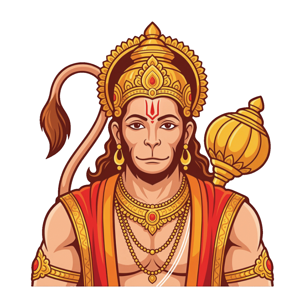 Lord Hanuman PNG with Golden Crown and Gada