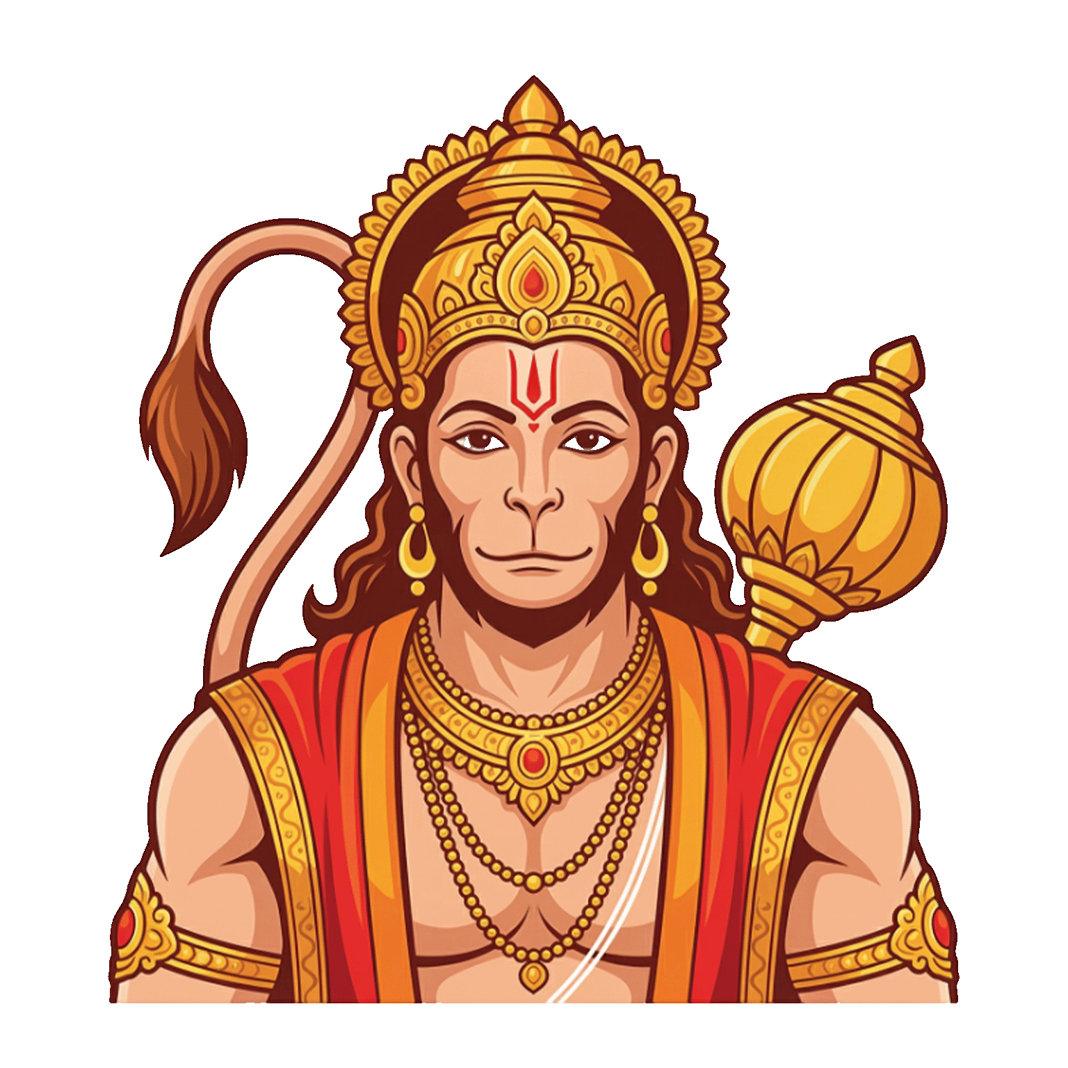 Lord Hanuman PNG with Golden Crown and Gada