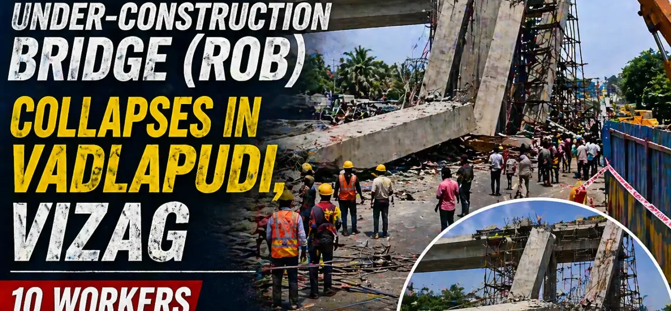 Vizag Bridge Collapse: 10 Injured as Under-Construction ROB Falls in Vadlapudi
