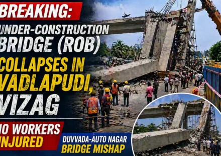 Vizag Bridge Collapse: 10 Injured as Under-Construction ROB Falls in Vadlapudi