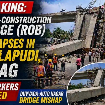 Vizag Bridge Collapse: 10 Injured as Under-Construction ROB Falls in Vadlapudi