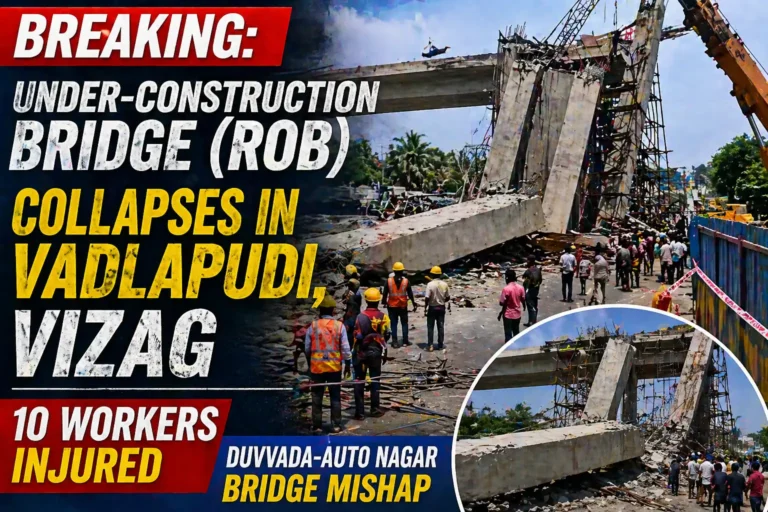 Vizag Bridge Collapse: 10 Injured as Under-Construction ROB Falls in Vadlapudi